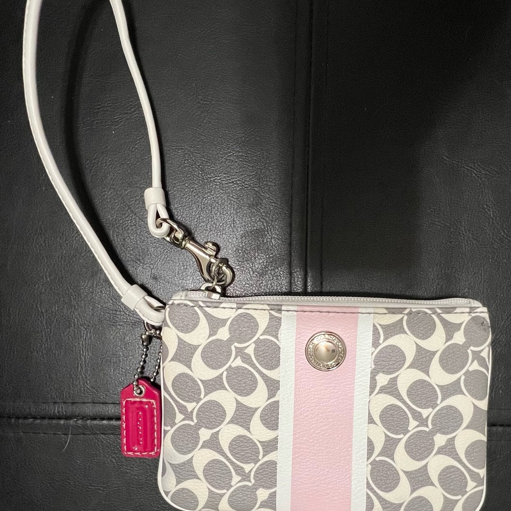Coach Heritage Pink Signature Wristlet